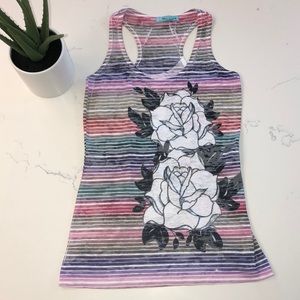 Striped Multi-color & Flower Tank Top